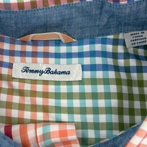 Tommy Bahama Mens Short Sleeve ButtonUp Shirt Plaid Multi Color Cotton Tencel XL
